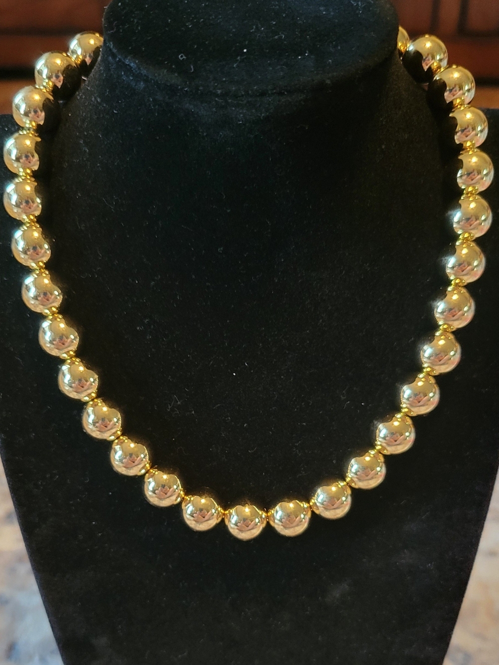 Polished Gold Bead Necklace for Women
